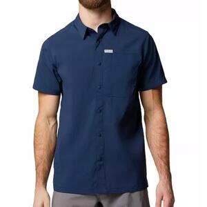 Columbia Dark Blue Collar Mens Shirt Small